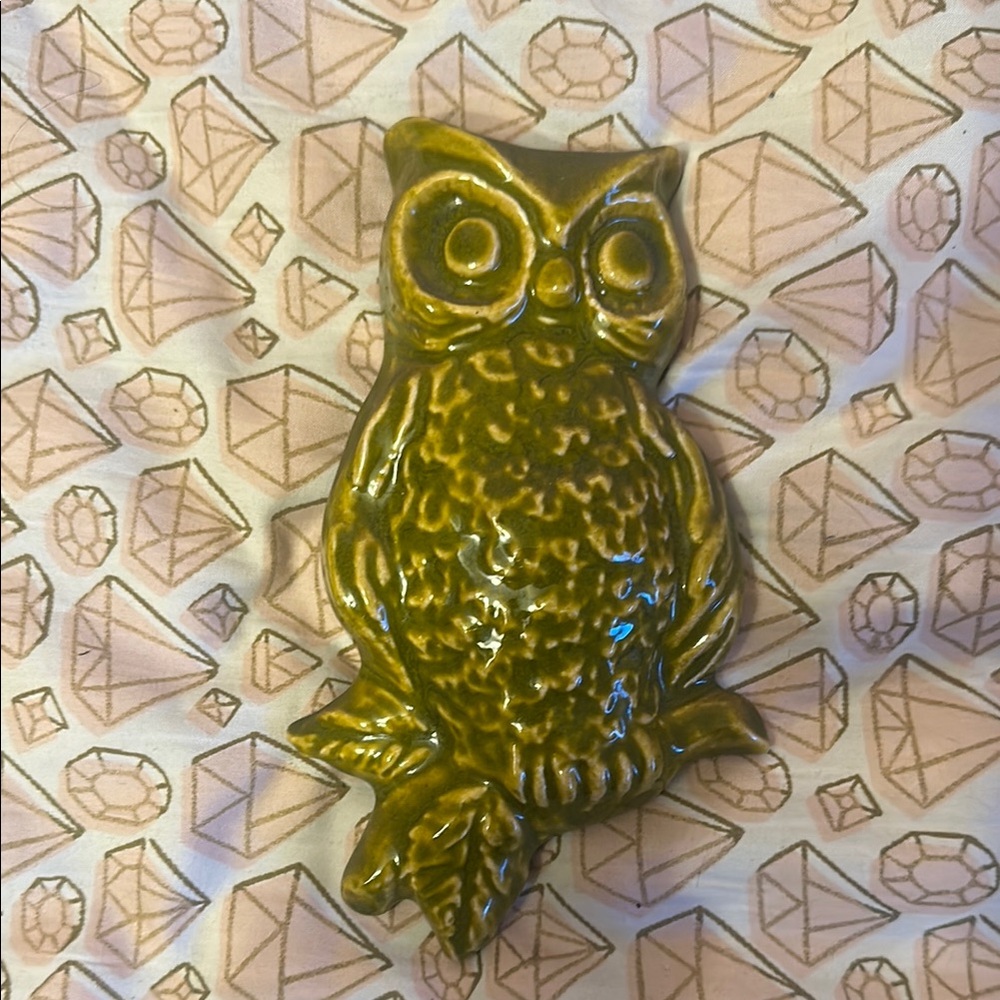 Vintage Green Owl Figurine